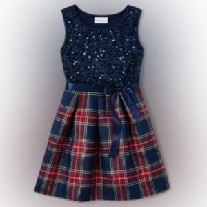 NWT Children’s Place Navy Sequin Plaid Dress